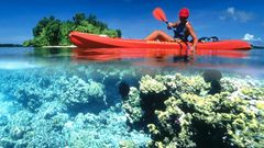 Underwater coral reef canoes