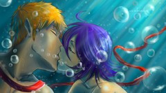 Underwater Ribbons kissing bleach kurosaki ichigo kuchiki rukia