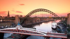 United Kingdom Newcastle Bridges swings Tyne