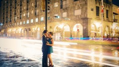 Urban date kissing cityscapes