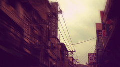 Urban power lines street