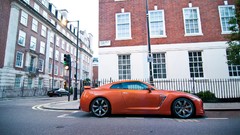Urban streets nissan gt-r orange cars