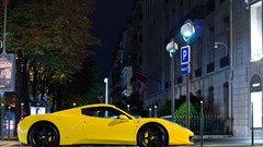 Urban yellow cars Ferrari 458 Spider