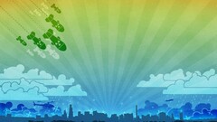 vector artwork colorful War bombs sky clouds digital art