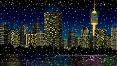 Vectors city skyline snowing