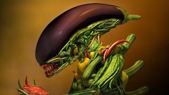 Vegetables Aliens vegetable alien eggplants artwork