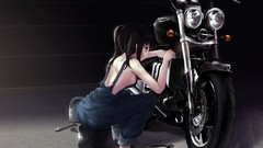 Vehicles motorbikes anime girls