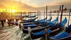 venice gondolas Italy sunlight water vehicle sky