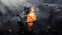video games battlefield 3 fire PC gaming machine gun skull