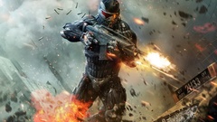 video games cgi crysis crysis 3 weapon fire digital art numbers