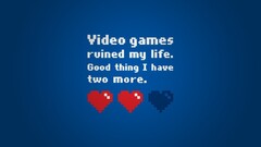 video games heart Typography artwork blue background text humor