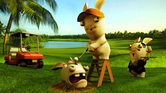 video games Raving Rabbids Golf Course humor palm trees
