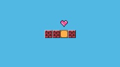 video games Super Mario retro games Minimalism heart cyan Bricks