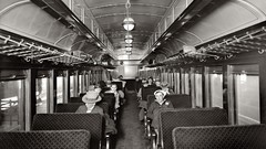 Vintage monochrome USA historic trains