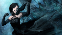 Violinist woman violins black