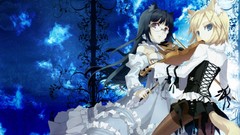 Violins anime girls nekomimi tails meganekko soft shading