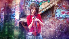 Violins violinist models Lindsey Stirling