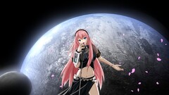 vocaloid Anime anime girls moon megurine luka pink hair belly