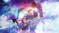 vocaloid anime girls Anime blue hair long hair legs colorful