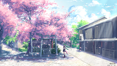 vocaloid hatsune miku Anime cherry blossom outdoors urban Plants