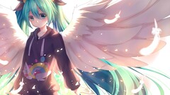 vocaloid hatsune miku aqua hair twintails wings anime girls