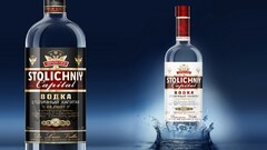 vodka drink alcohol bottles gradient blue background