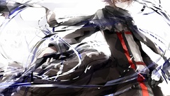 Void weapons vortex red eyes coat scarfs brunettes short hair 