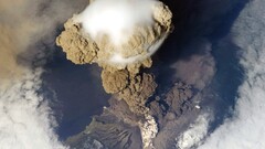 volcano eruptions bird's-eye view smoke clouds nature
