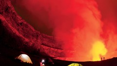 Volcanoes Camp headlights national geographic tents