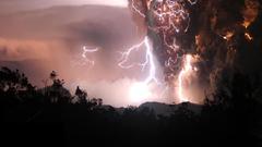 Volcanoes lightning bolts