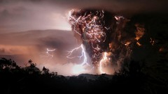 Volcanoes lightning bolts