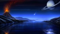 Volcanoes planets digital art