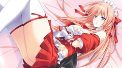 Waitress cleavage thigh highs Pia