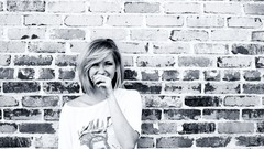 Wall black and white woman widescreen fashion t-shirts blondes 