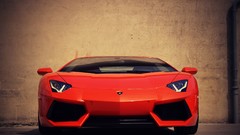Wall cars front view Lamborghini-Aventador red cars
