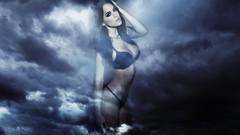 Wall clouds skies bikini blue skies rosie jones