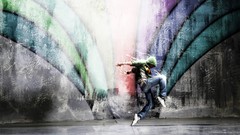 Wall dancing urban multicolor artwork
