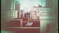 Wall food buildings streets artwork Disney Company window panes 