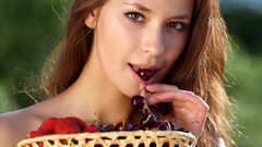 Wall red woman cherries models Irina J