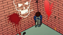 Wall spiders Hearts drawings skulls artwork fetal position