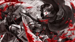 Wall weapons Army blood Anime monochrome houses motion Swords 