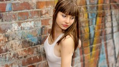 Wall woman brunettes skinny nipples through clothing Irina 