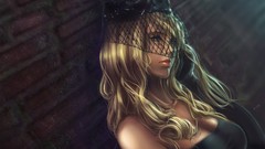 Wall woman dress lips hats gloves blondes long hair blue eyes 