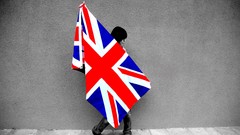 Wall woman Flags Britain