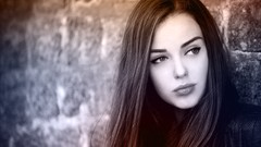 Wall woman long hair brunettes models