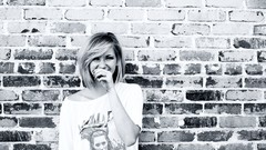 Wall woman monochrome smiling