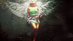 Wall woman wings dust