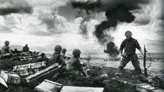 War black and white Army soldiers monochrome