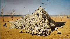 War death paint oil skulls crows artwork Vasily Vereshchagin 