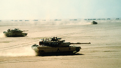 War deserts Abrams tanks